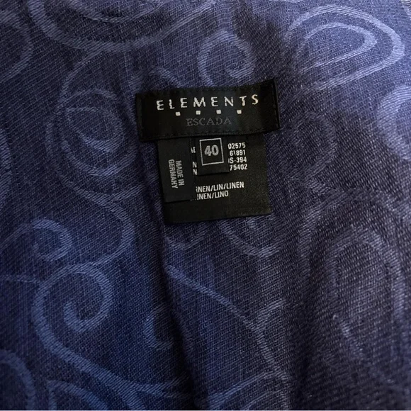 Vintage Escada Linen Dress Sz 40 Sleeveless Blue Button Front Midi Career - Picture 6 of 6